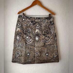 Prada Silk Gold and Black Abstract A Line Skirt